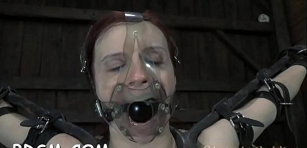  Masked beauty gets her scones bounded hard with toy drilling
